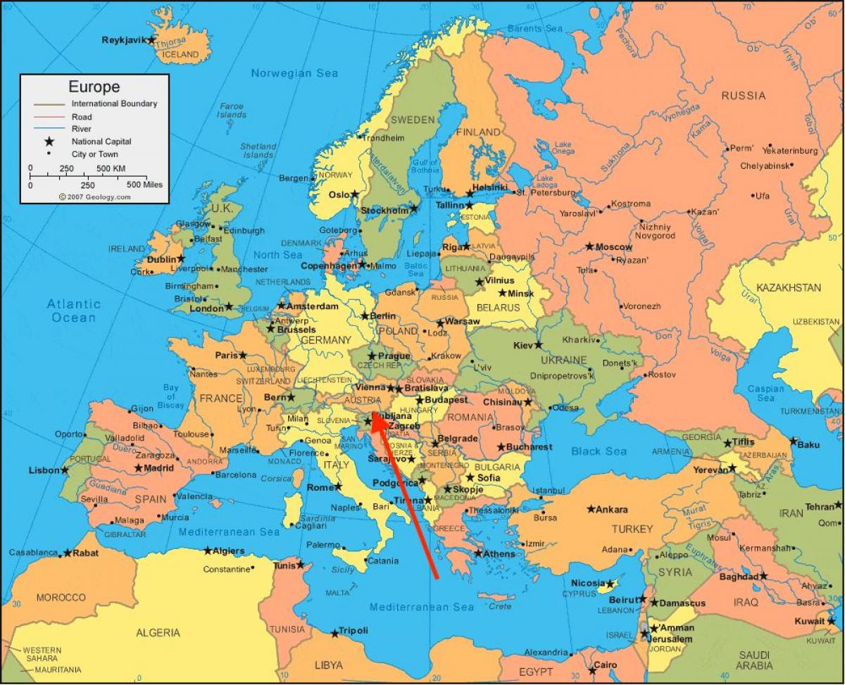 موقع النمسا على خريطة أوروبا الغربية